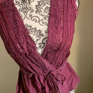Free People Purple Wrap Blouse
